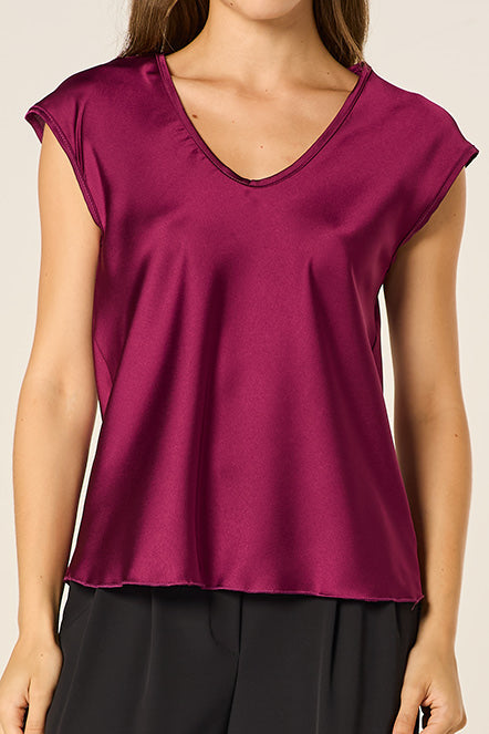 Blusa in satin scollo a V