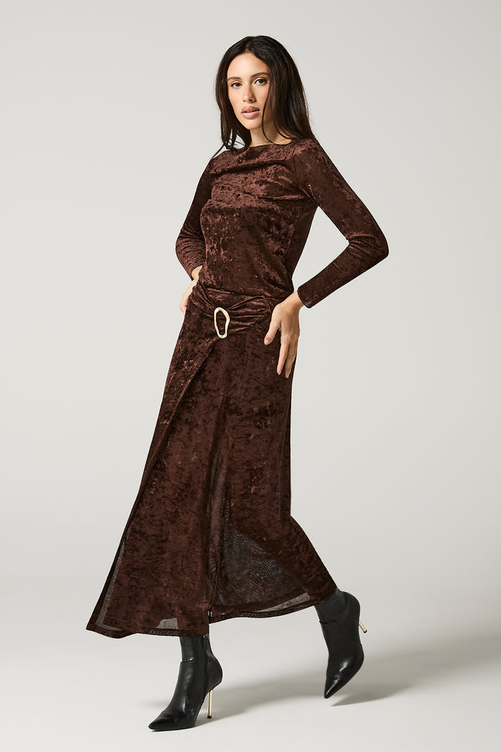 Gonna midi incrociata in ciniglia