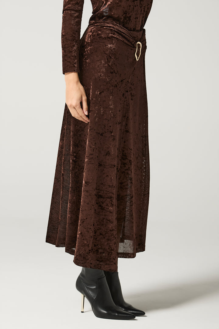 Gonna midi incrociata in ciniglia