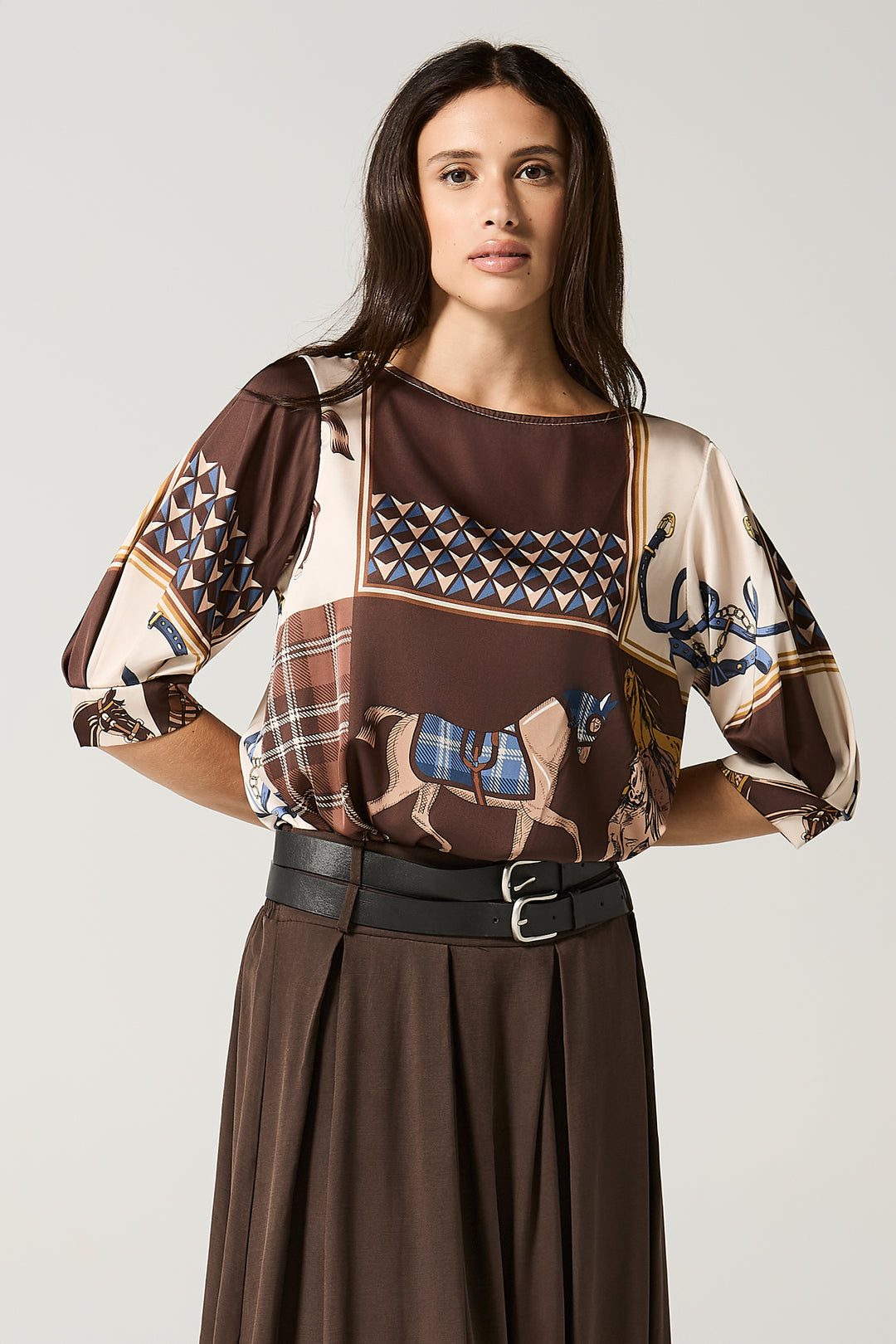 Blusa in satin fantasia cavalli