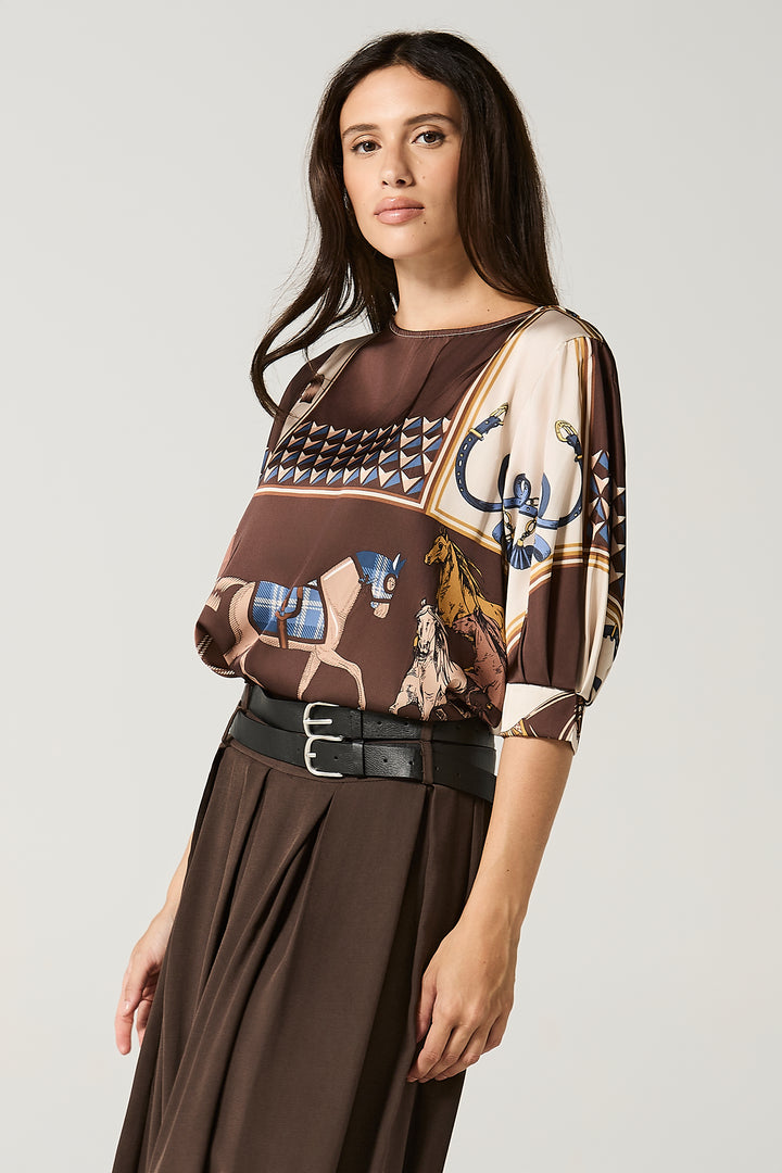 Blusa in satin fantasia cavalli