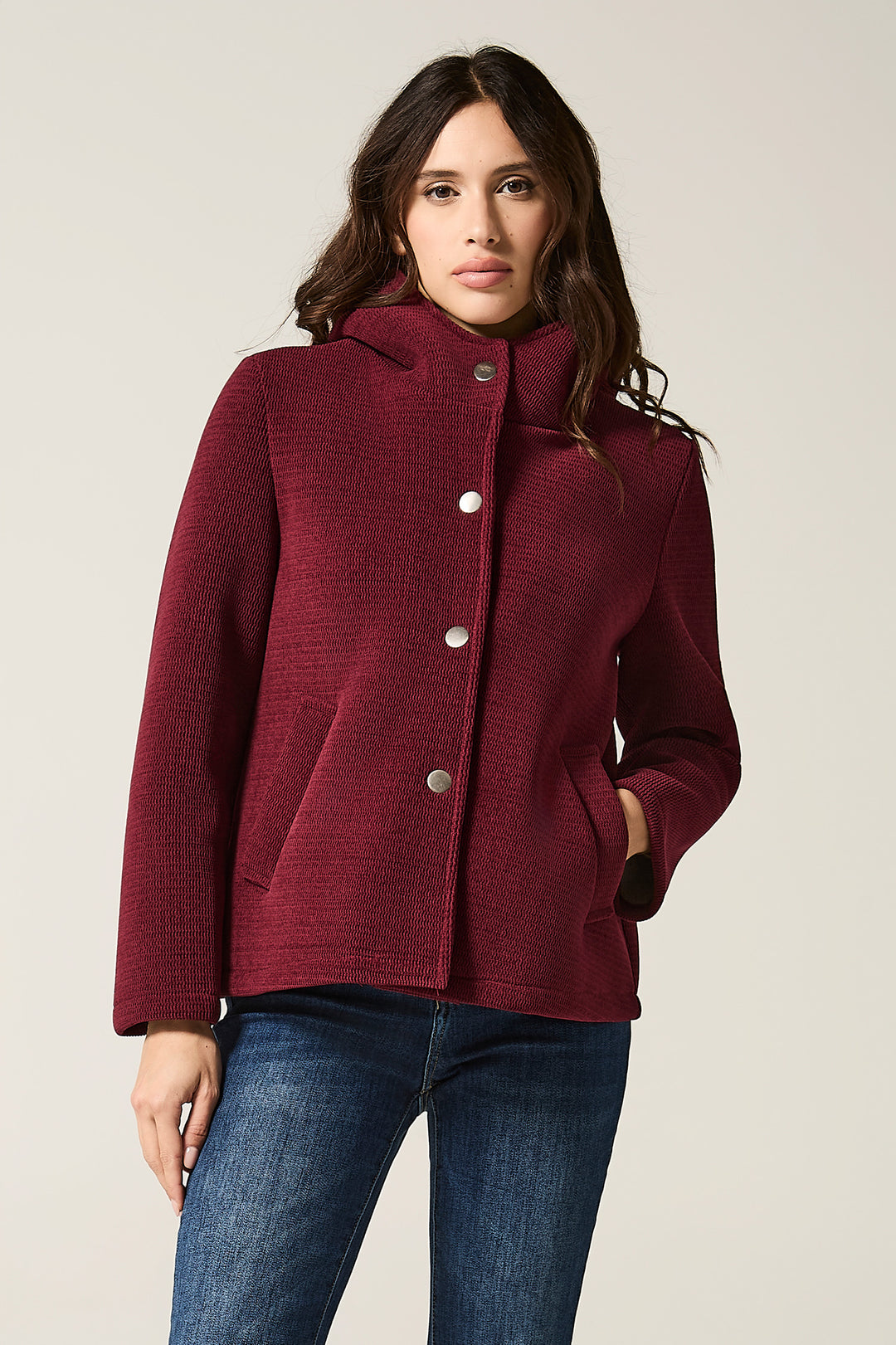 Giaccone con cappuccio in neoprene