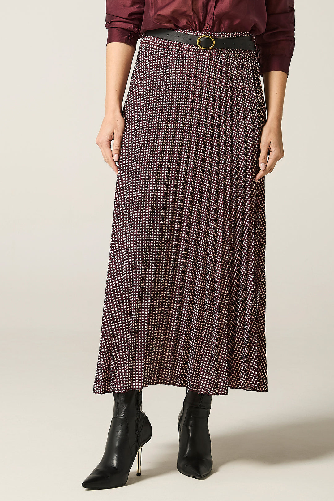 Gonna plissè fantasia pois