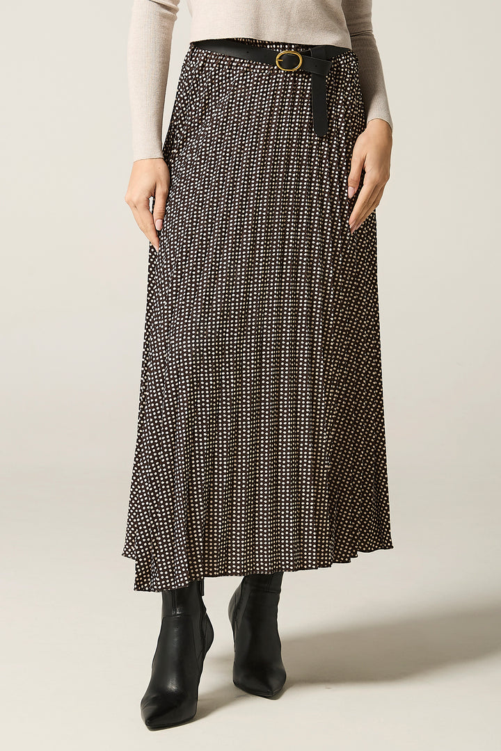 Gonna plissè fantasia pois