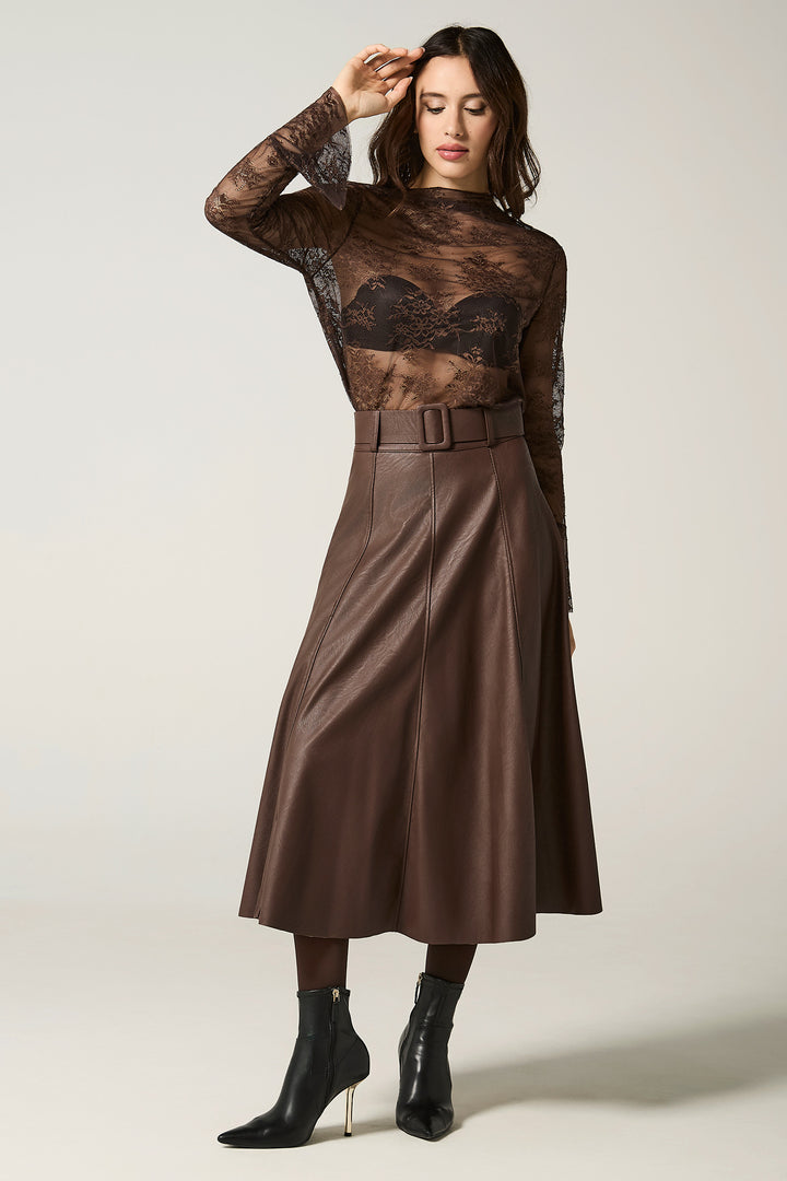 Gonna in ecopelle con cinta