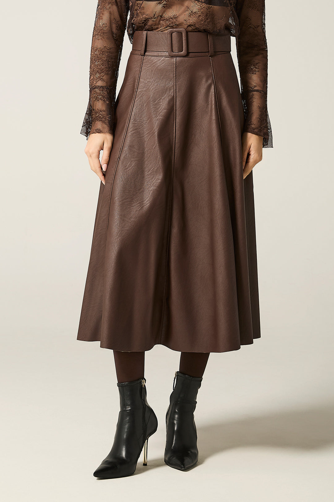 Gonna in ecopelle con cinta