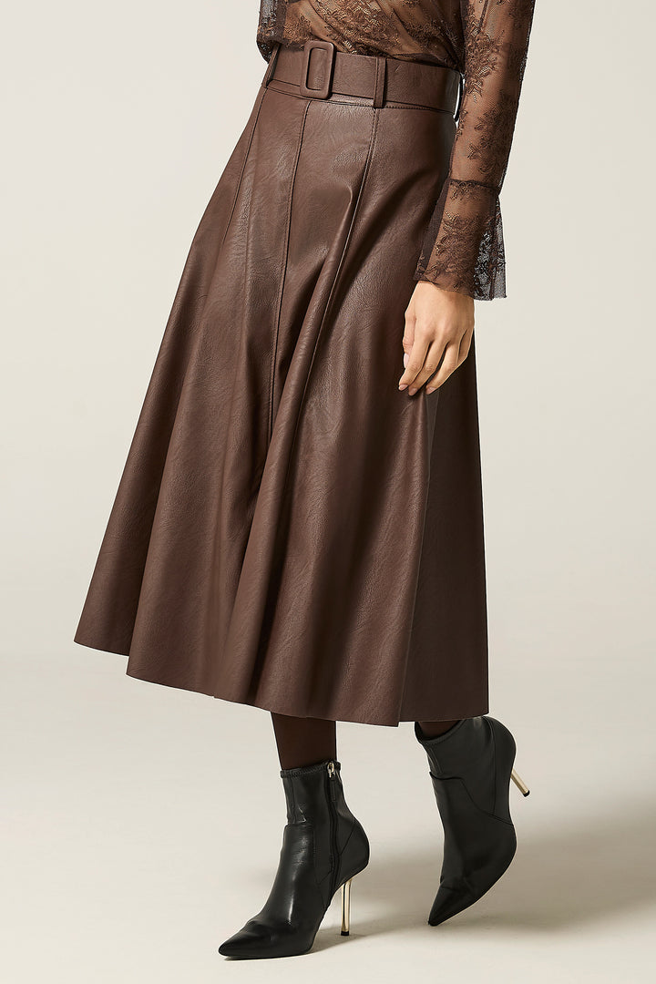 Gonna in ecopelle con cinta