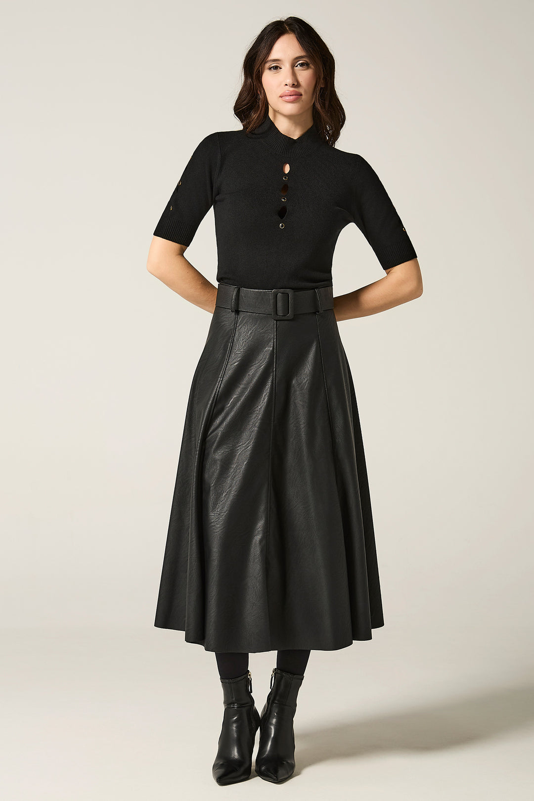 Gonna in ecopelle con cinta