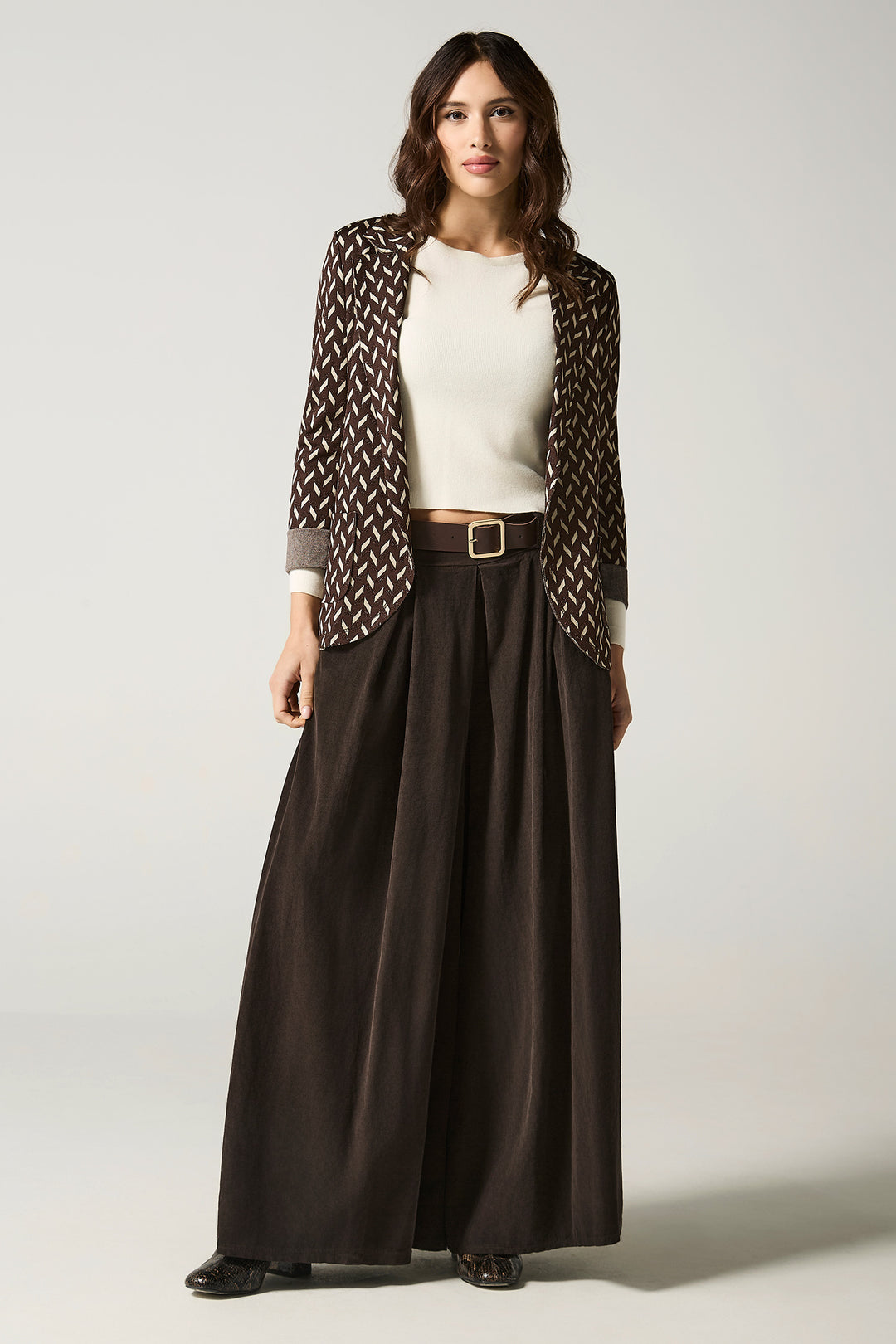 Blazer aperto fantasia geometrica