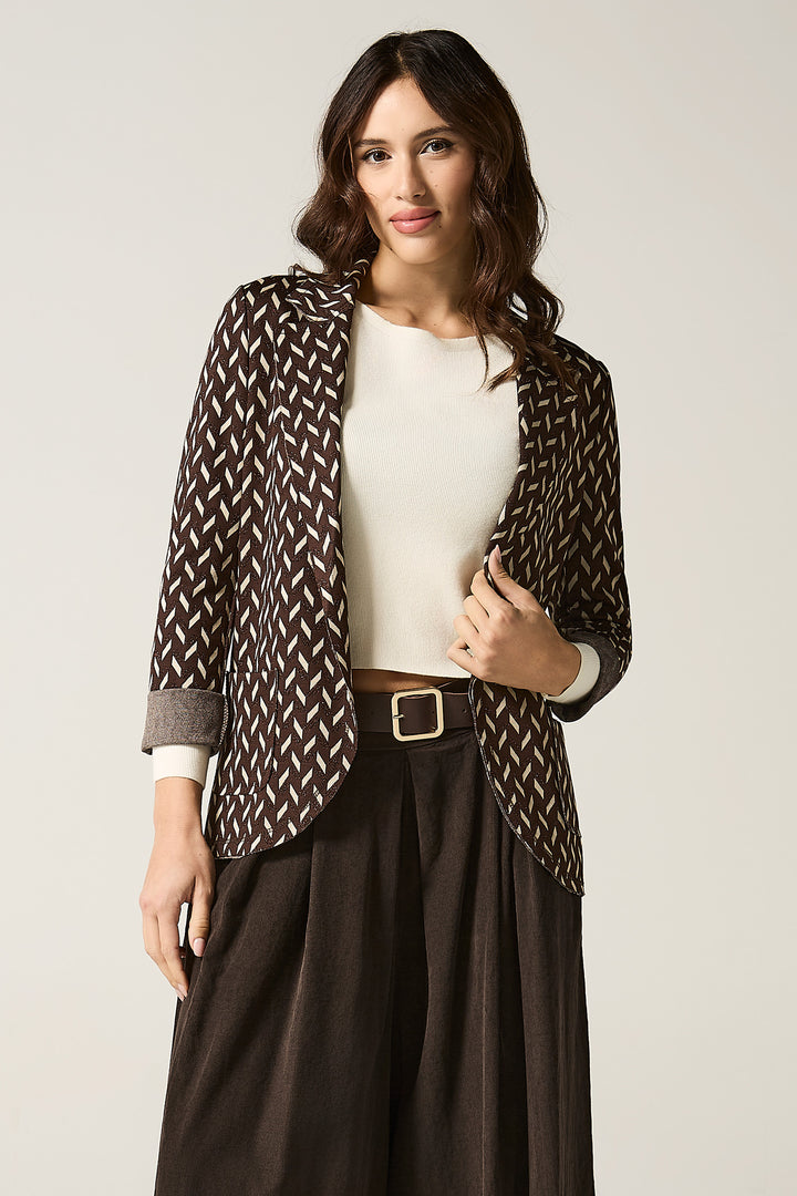 Blazer aperto fantasia geometrica