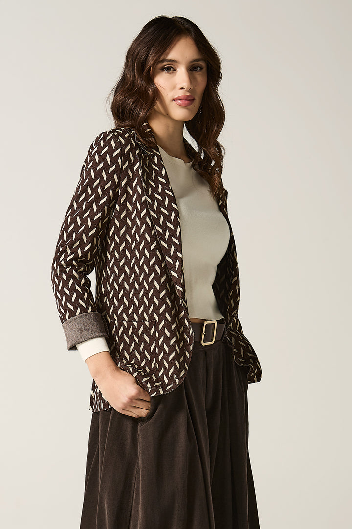 Blazer aperto fantasia geometrica