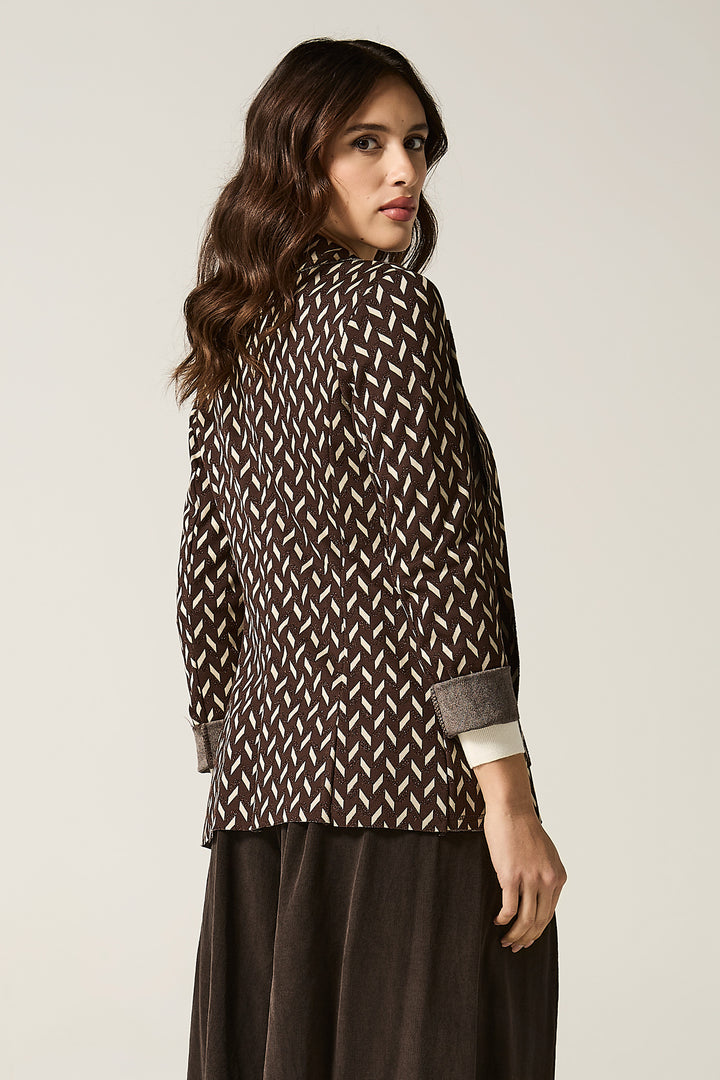 Blazer aperto fantasia geometrica