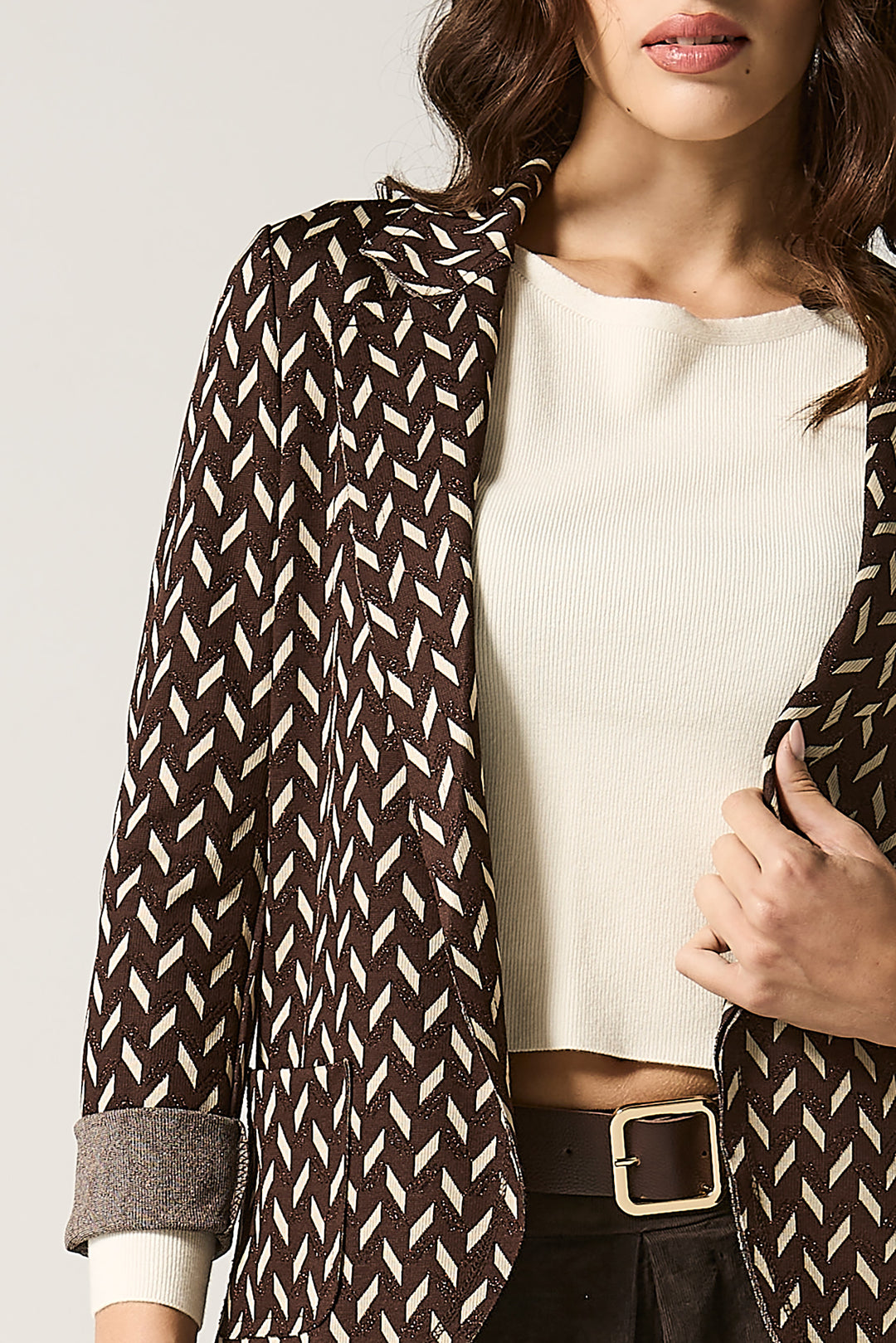 Blazer aperto fantasia geometrica