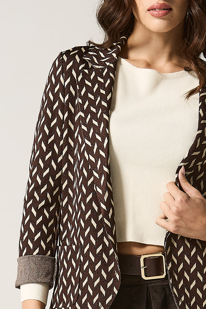 Blazer aperto fantasia geometrica