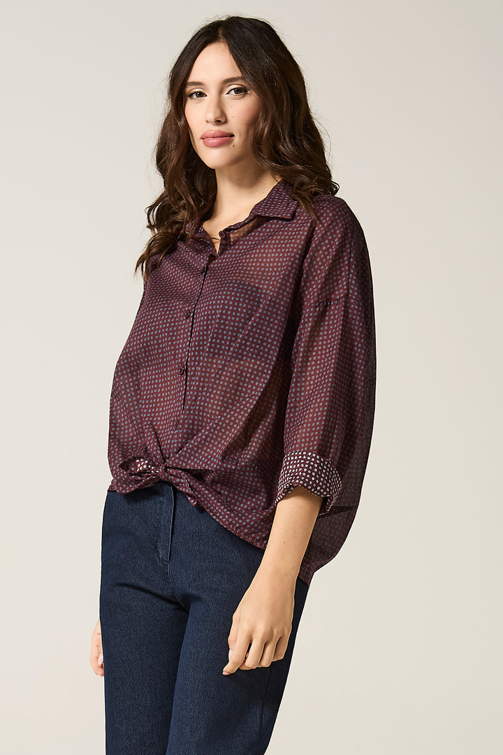 Camicia in cotone fantasia pois