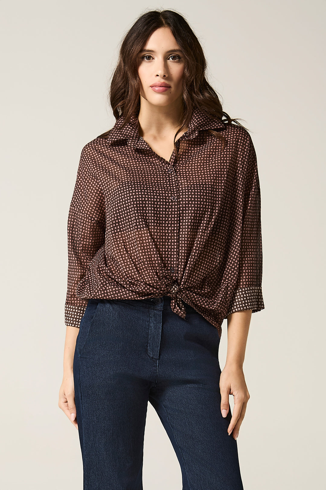 Camicia in cotone fantasia pois