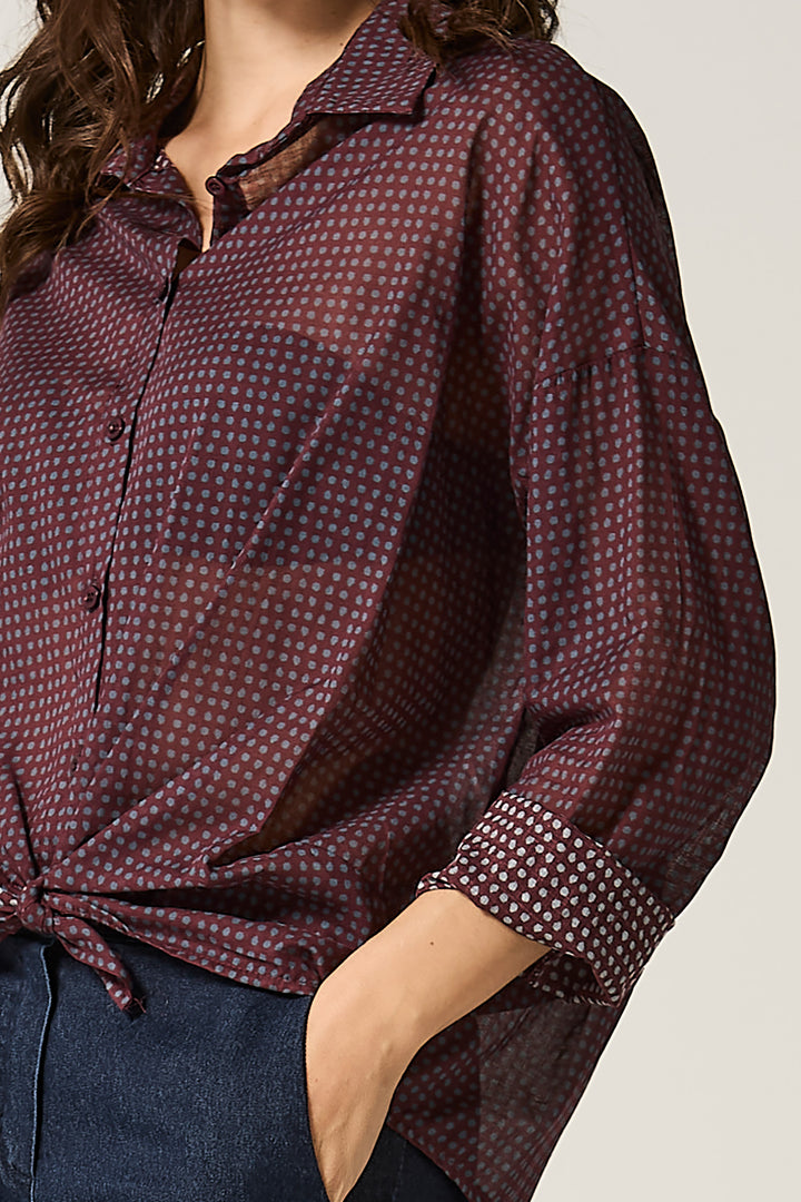 Camicia in cotone fantasia pois