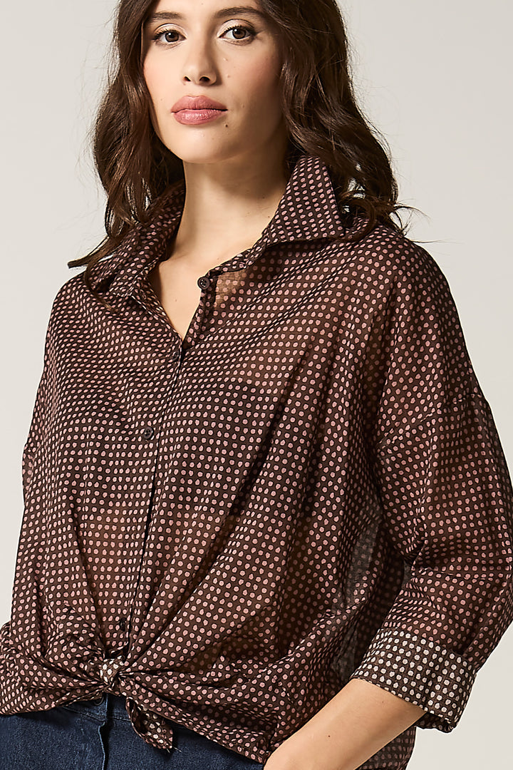 Camicia in cotone fantasia pois