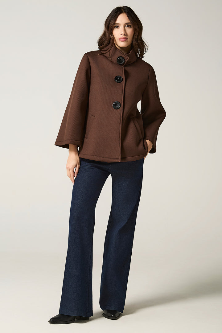 Giaccone in neoprene a 3 bottoni