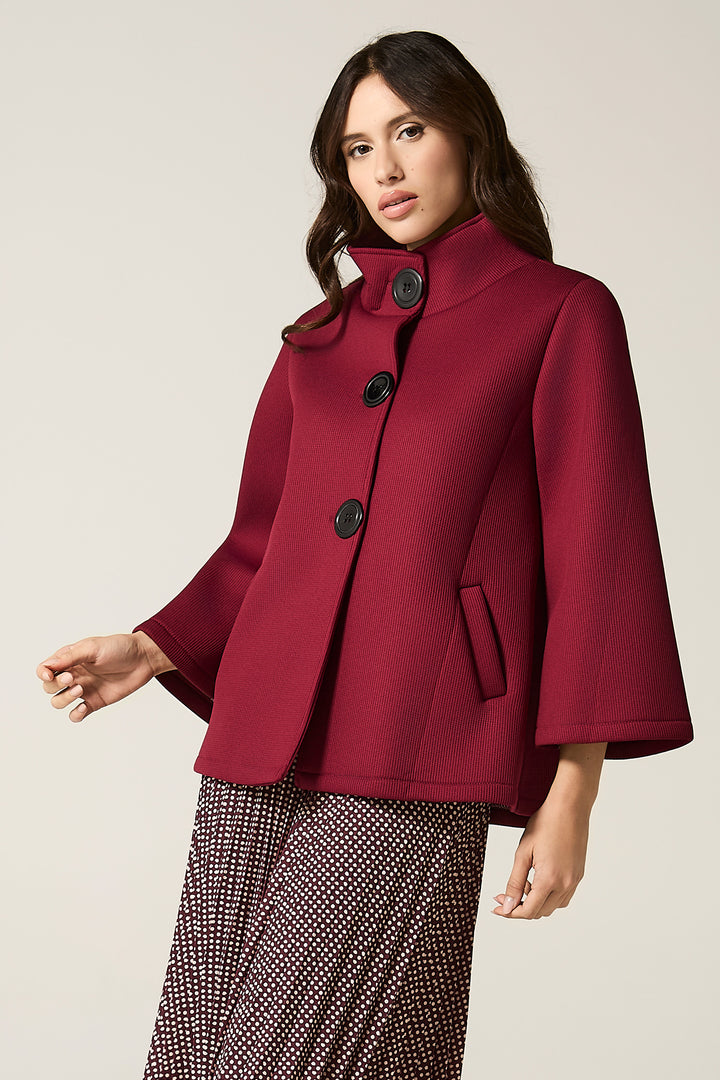 Giaccone in neoprene a 3 bottoni