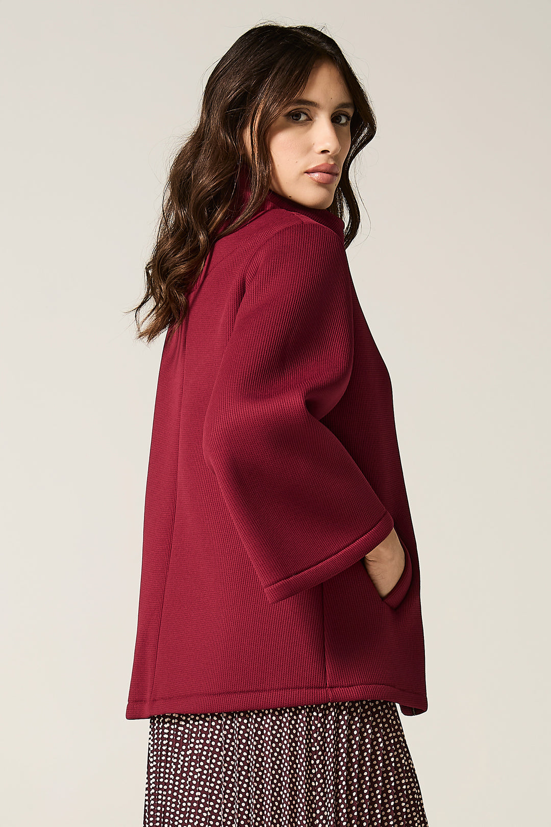 Giaccone in neoprene a 3 bottoni