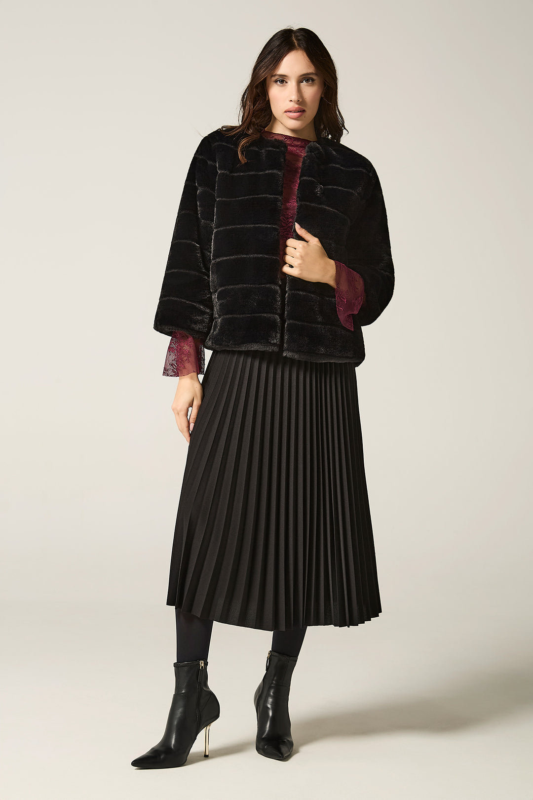 Gonna plissè con cinta foderata