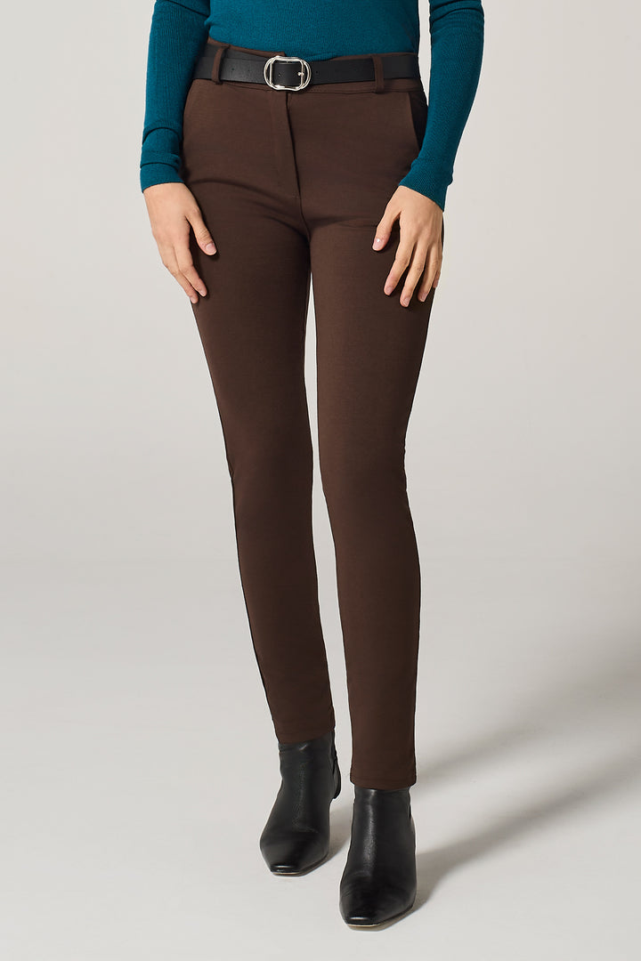 Pantalone chino in punto milano con cinta