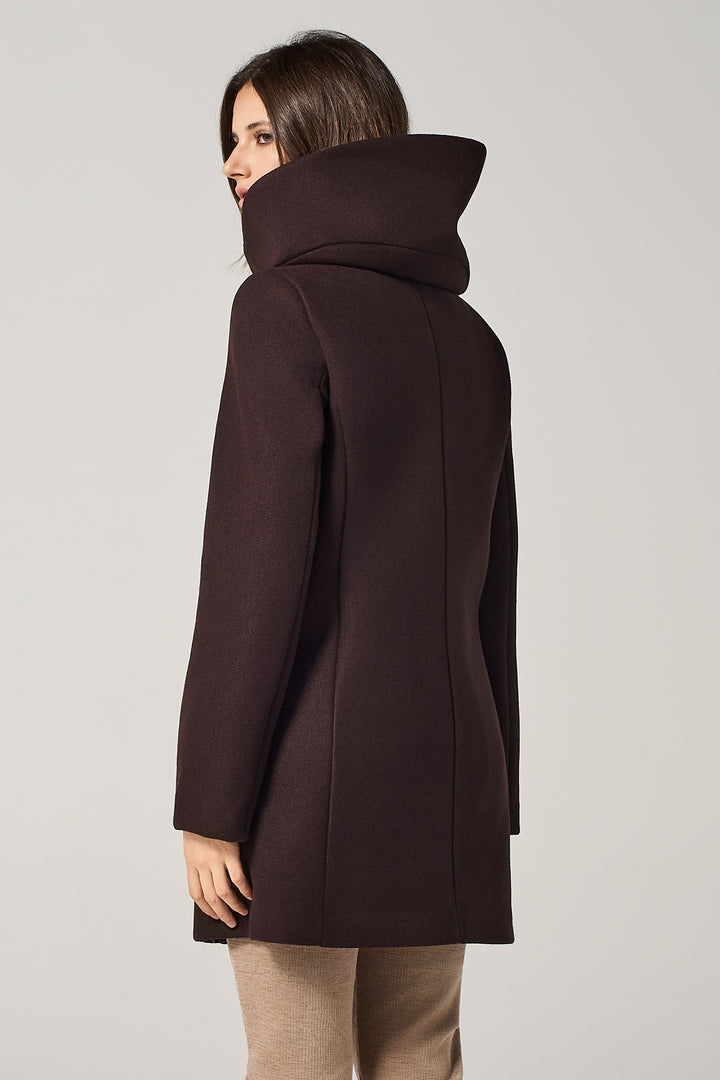 Cappotto midi in panno con cappuccio