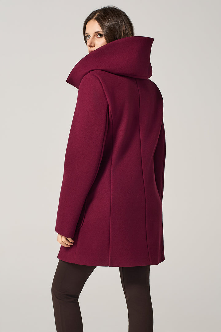 Cappotto midi in panno con cappuccio