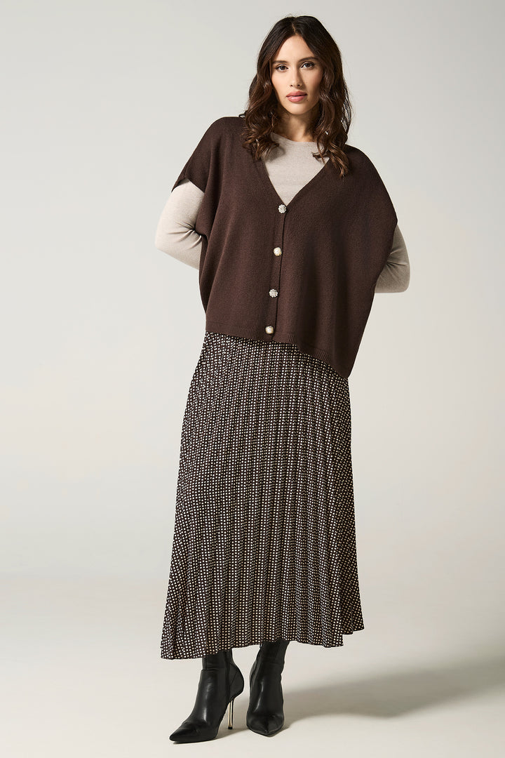 Gilet aperto con bottoni gioiello