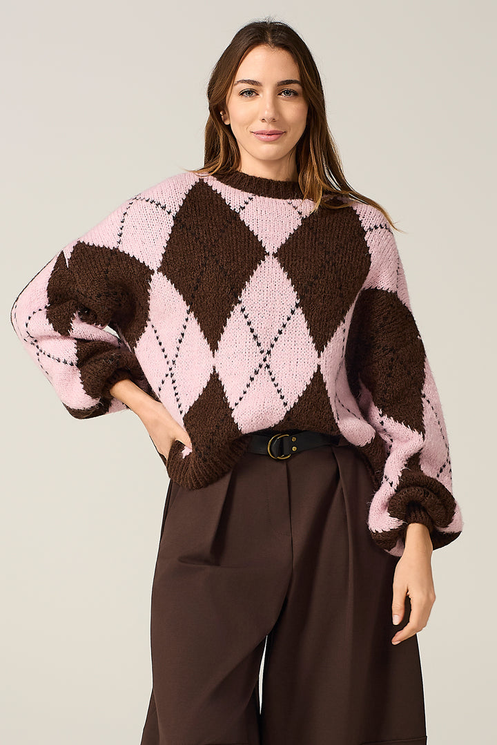 Maglia a rombi jacquard multicolor