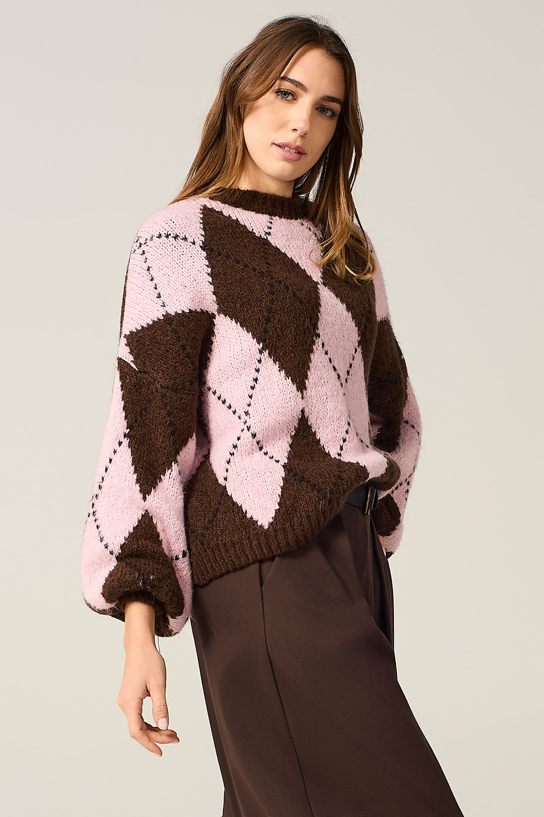 Maglia a rombi jacquard multicolor