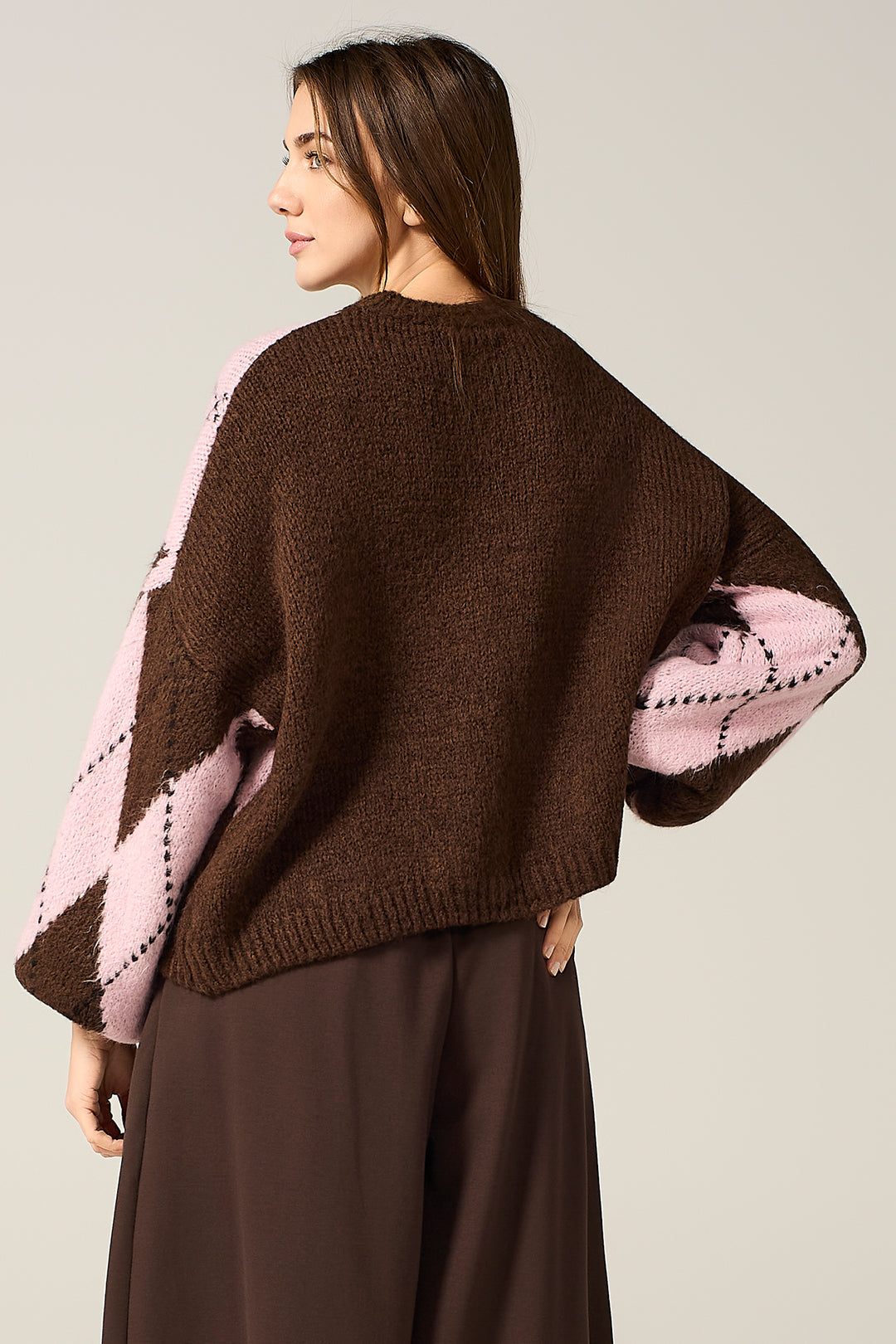 Maglia a rombi jacquard multicolor