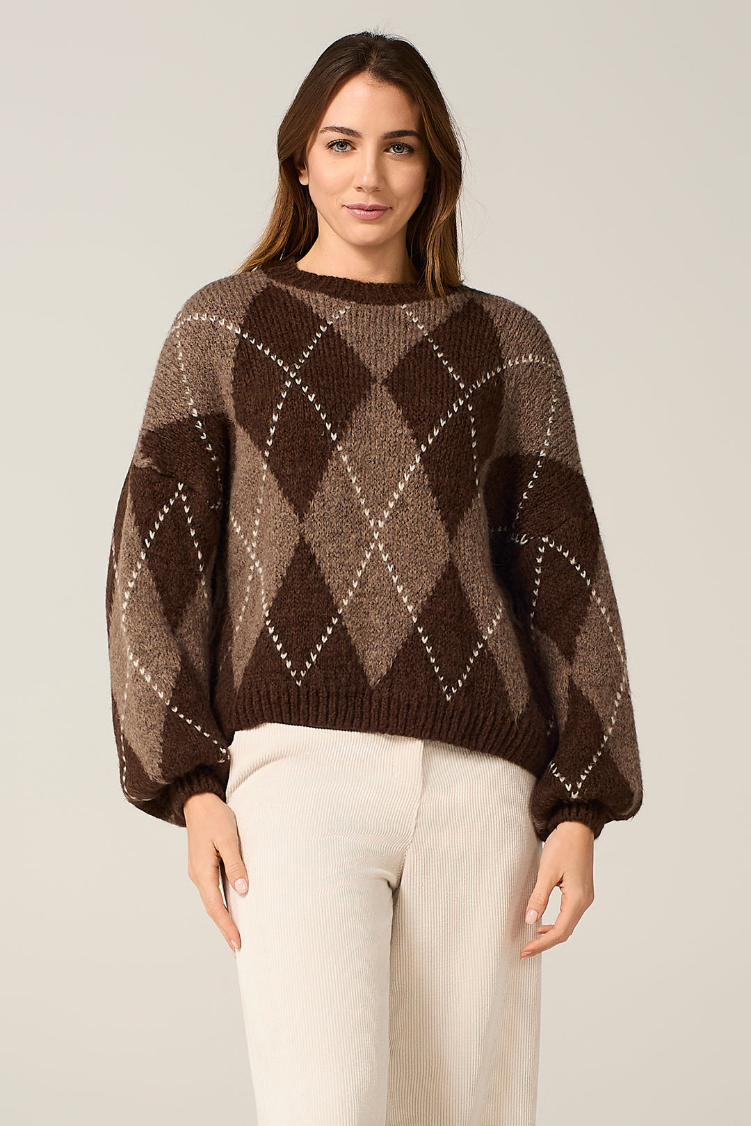 Maglia a rombi jacquard multicolor