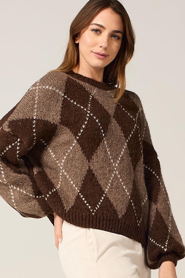 Maglia a rombi jacquard multicolor