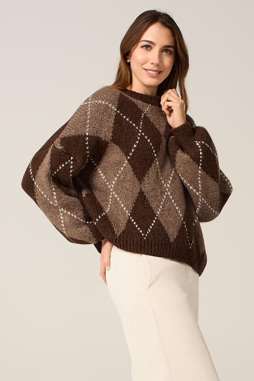 Maglia a rombi jacquard multicolor