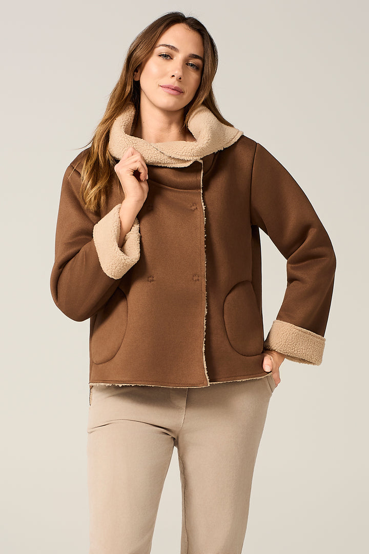 Giaccone doppiopetto in eco montone