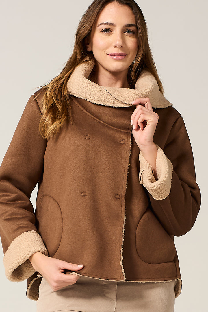 Giaccone doppiopetto in eco montone