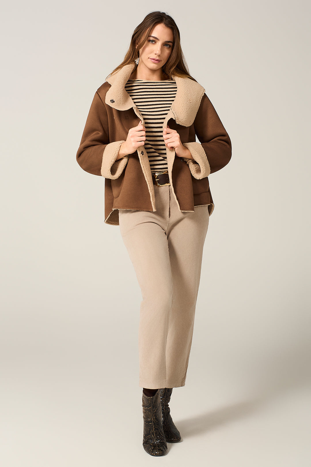 Giaccone doppiopetto in eco montone