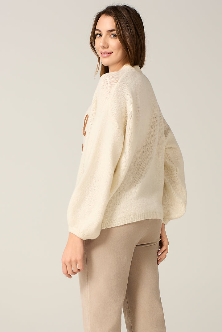 Maglia over misto alpaca con scritta applicata