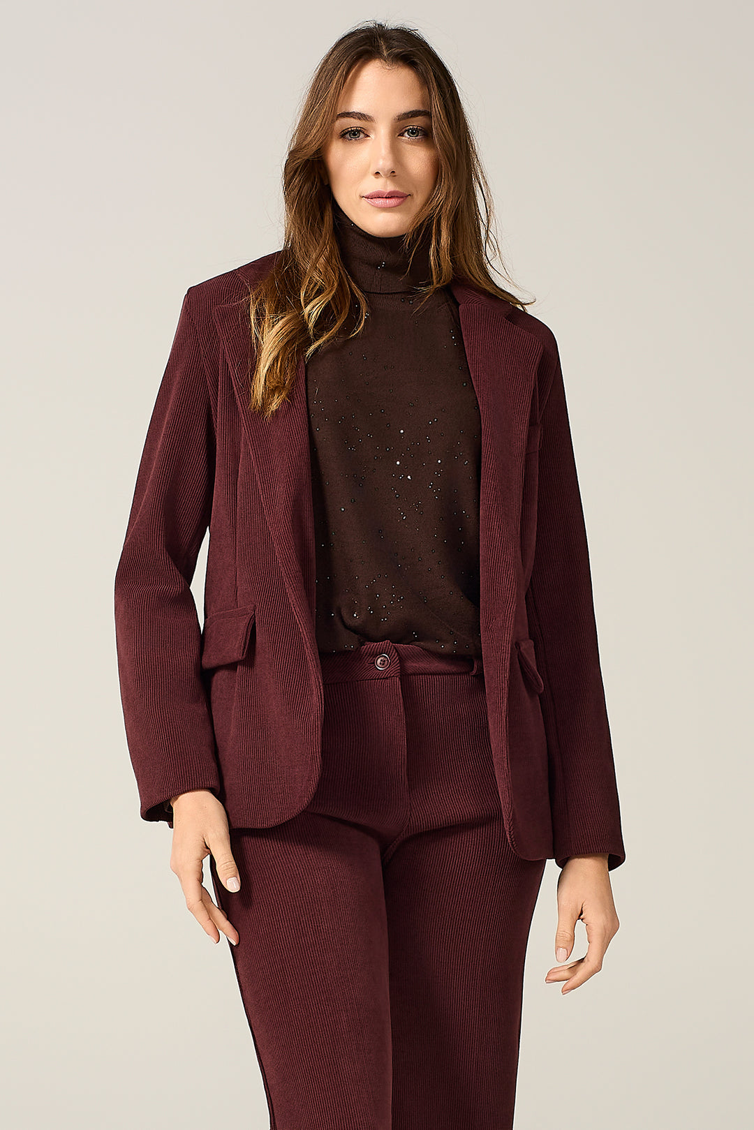 Blazer a un bottone in velluto millerighe