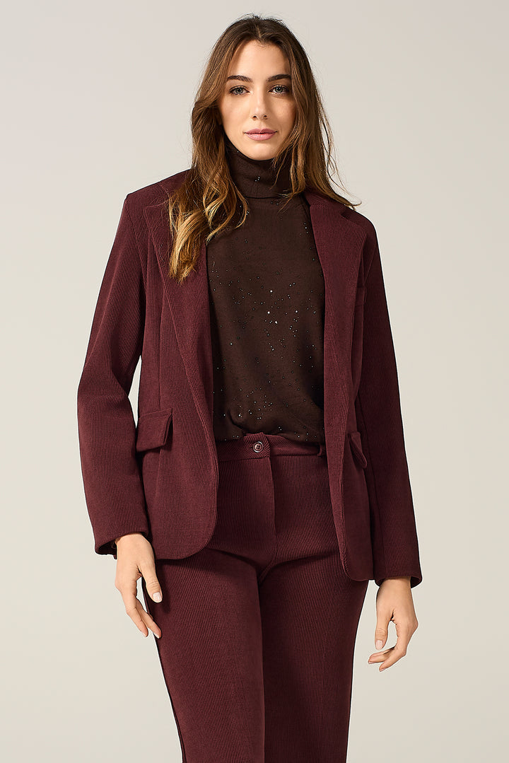 Blazer a un bottone in velluto millerighe