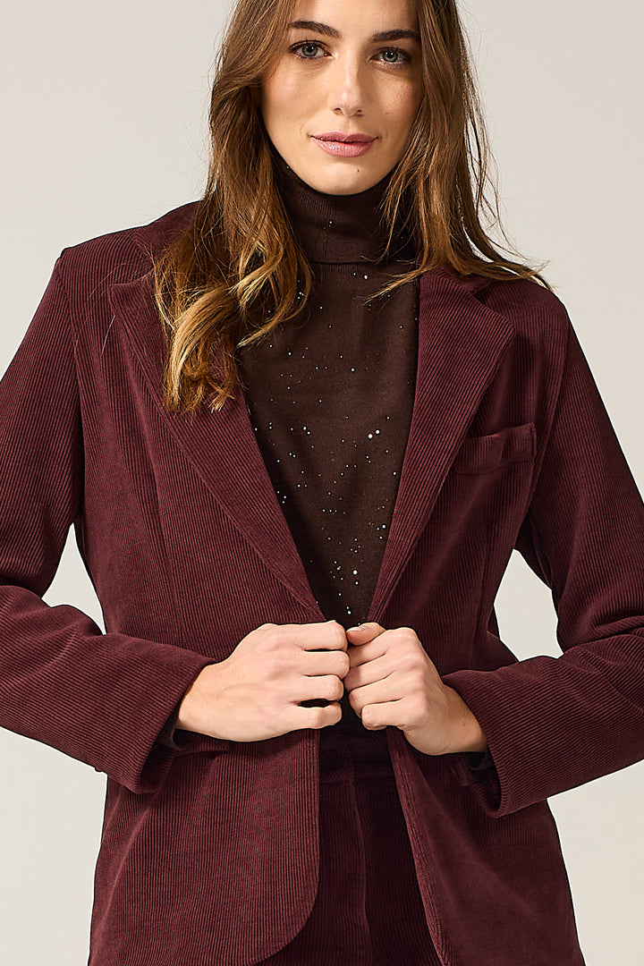 Blazer a un bottone in velluto millerighe