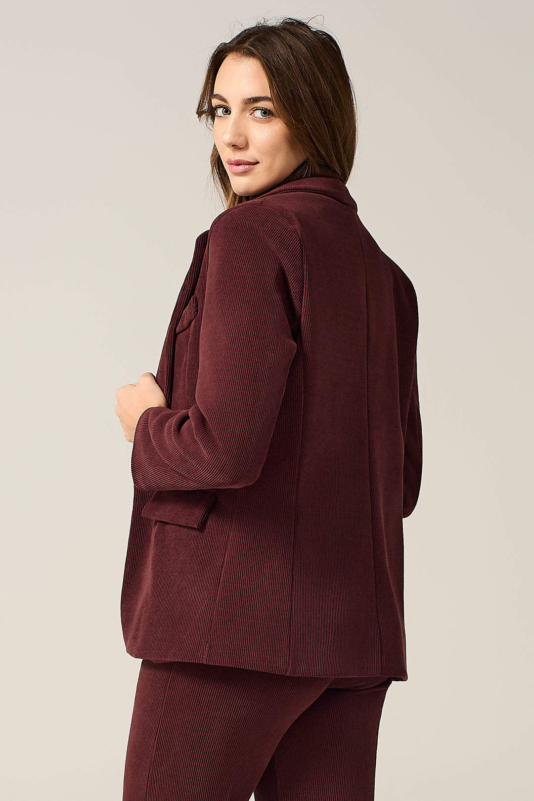 Blazer a un bottone in velluto millerighe