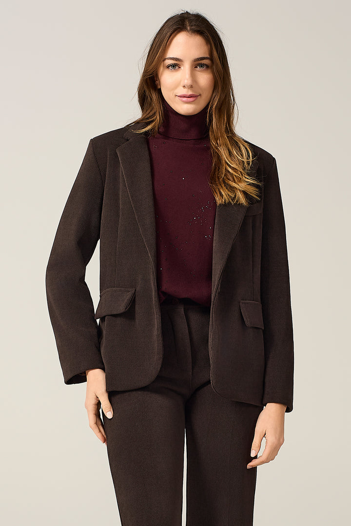 Blazer a un bottone in velluto millerighe