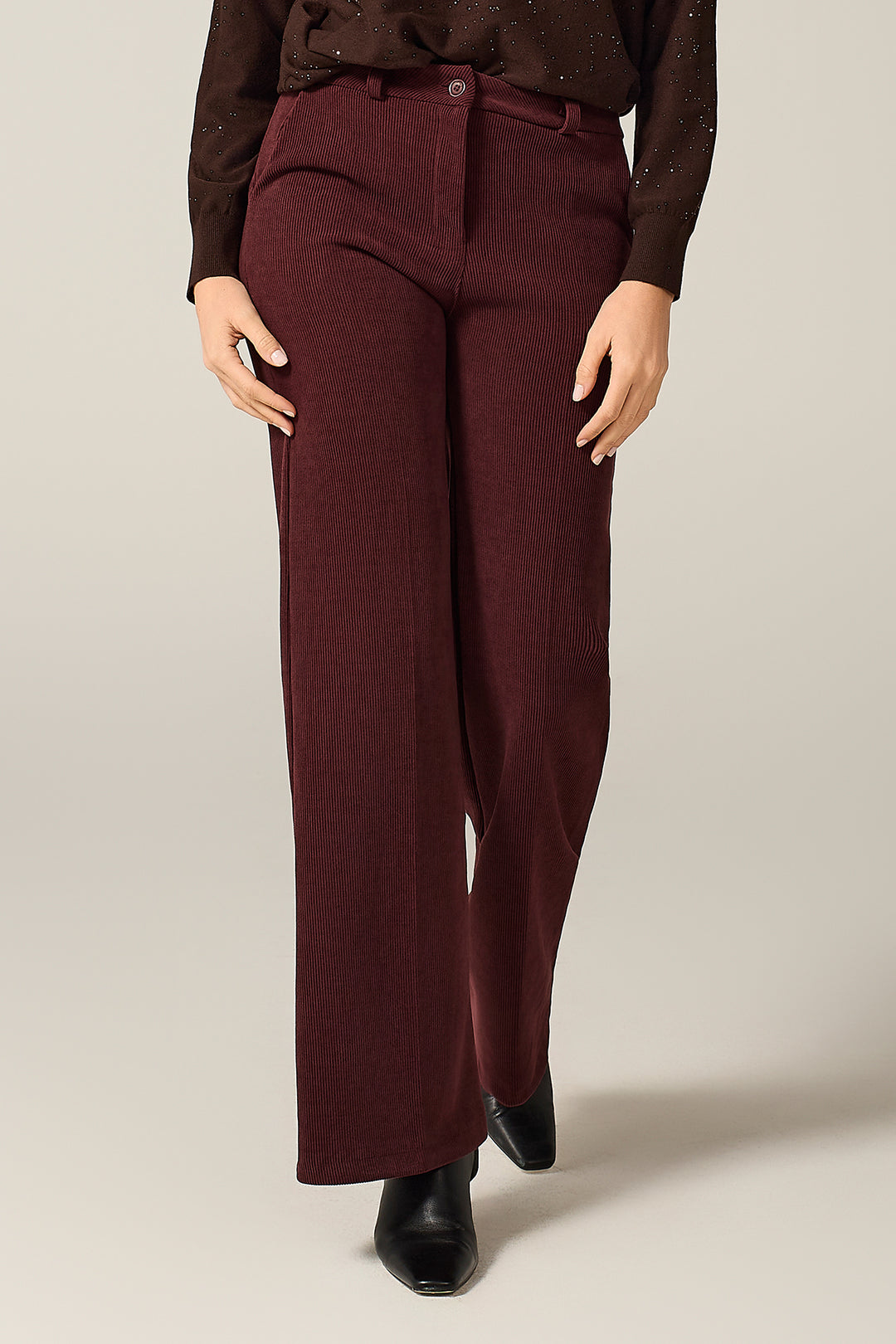 Pantalone chino in velluto millerighe stretch
