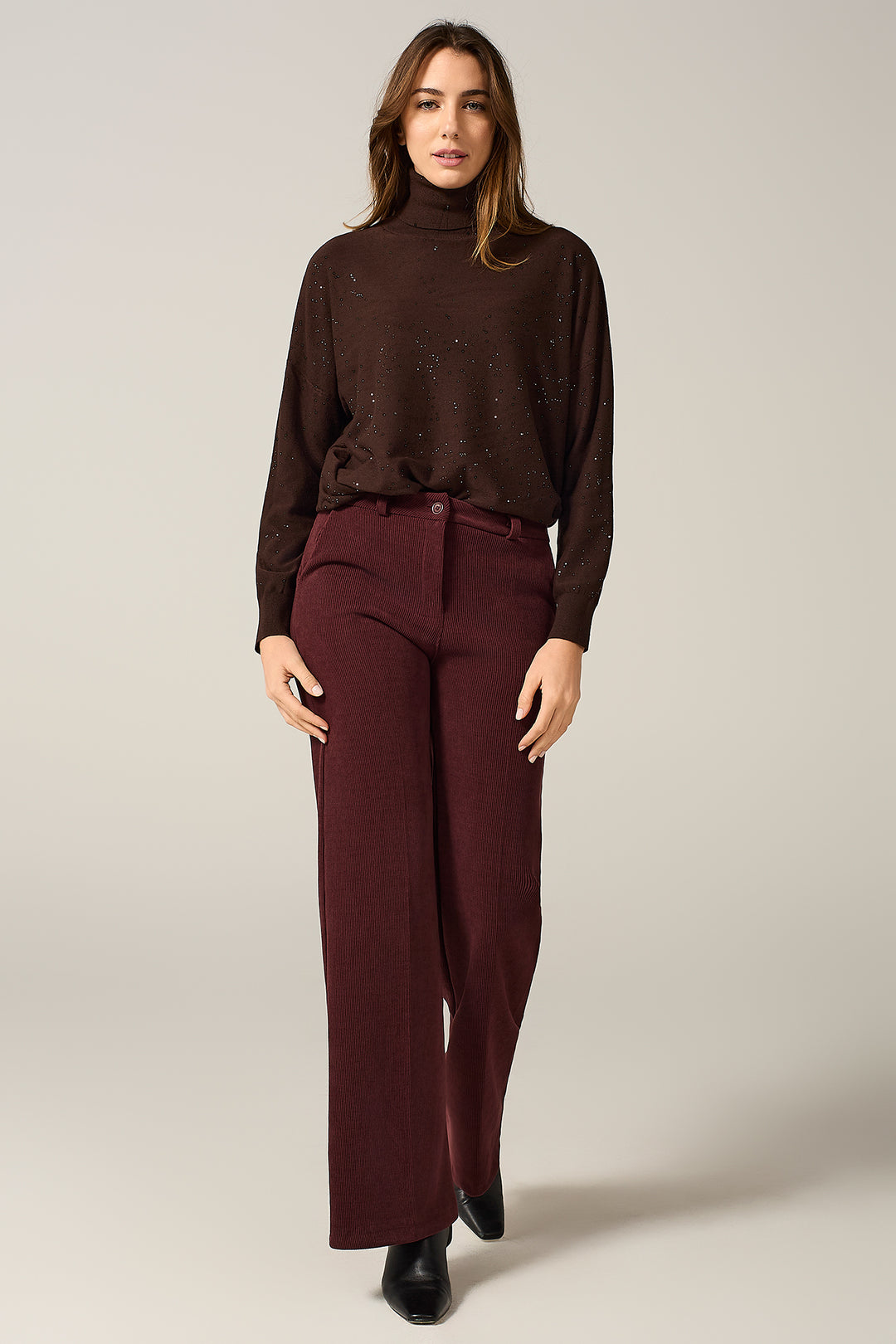 Pantalone chino in velluto millerighe stretch