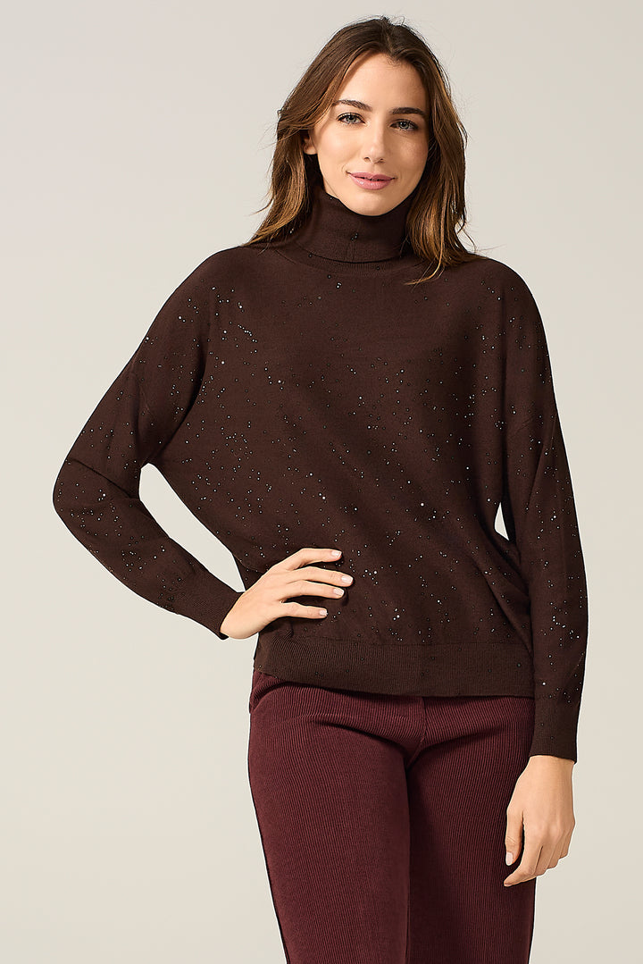 Maglia dolcevita con micro paillettes