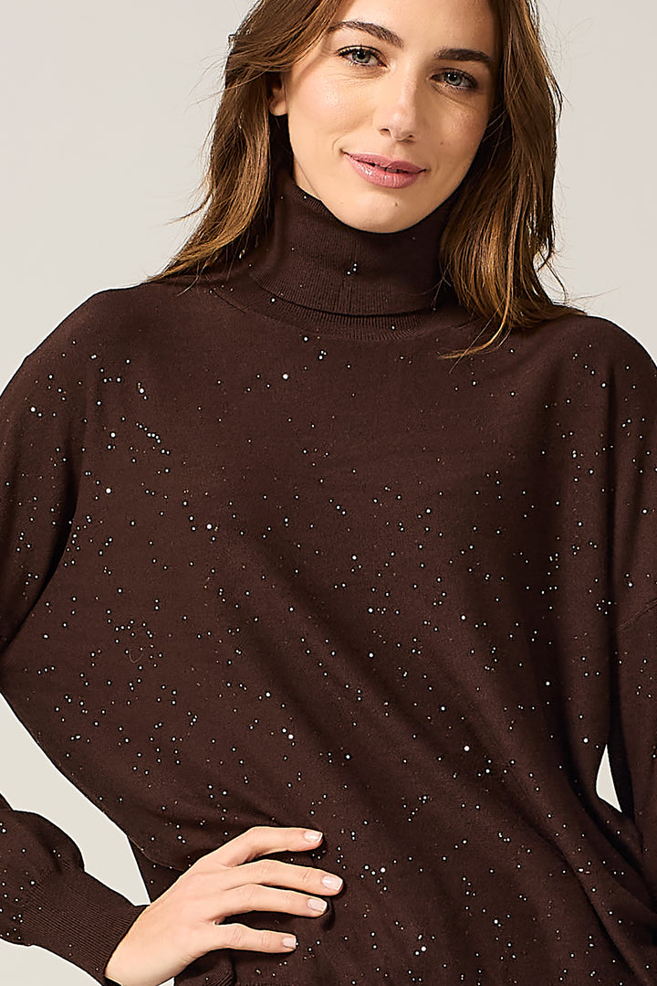 Maglia dolcevita con micro paillettes