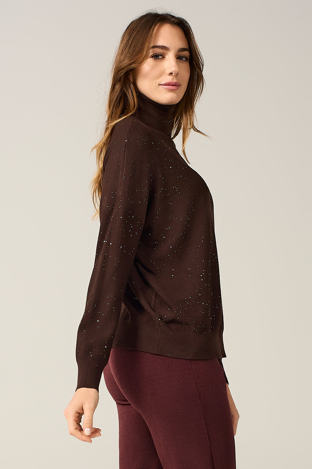 Maglia dolcevita con micro paillettes